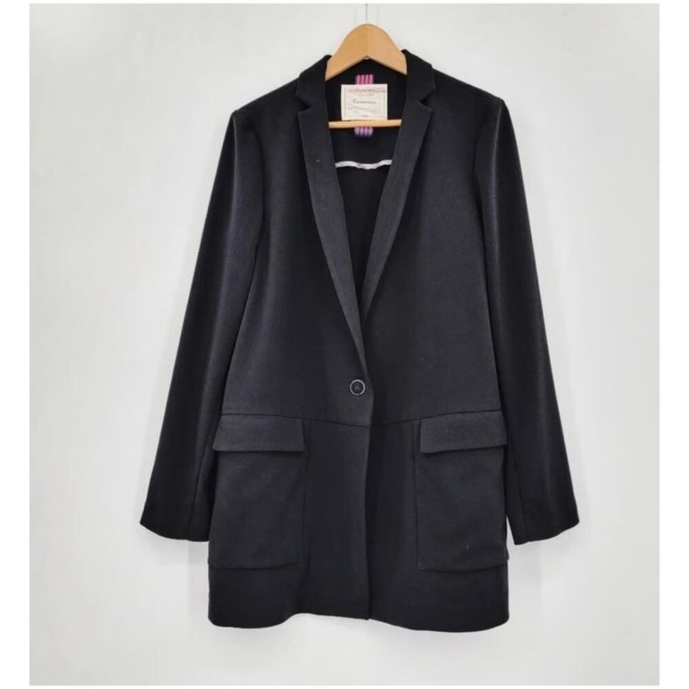 Anthropologie Cartonnier Women’s Sz M Black Blazer Stretch Crepe Relaxed